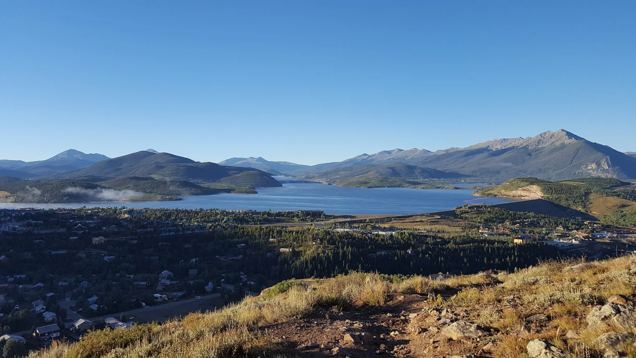 Dillon Reservoir and surrounding Rocky Mountains in Colorado