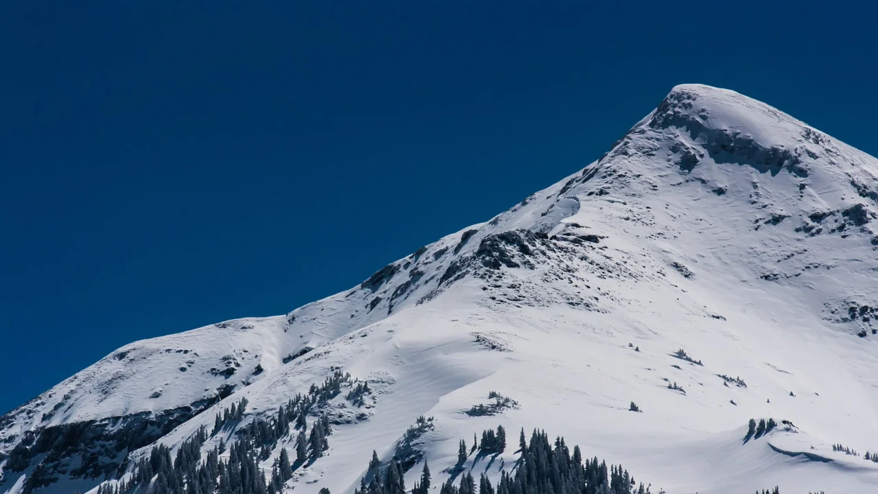 Snow-covered mountain above Silverthorne, Colorado