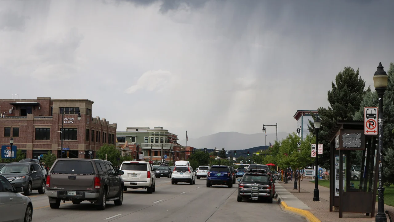 Downtown historic district street in Steamboat Springs, Colorado